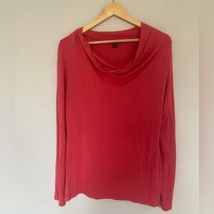 Banana Republic Red / Dark Pink Cowl Neck Stretch Long Sleeve Top Size Medium